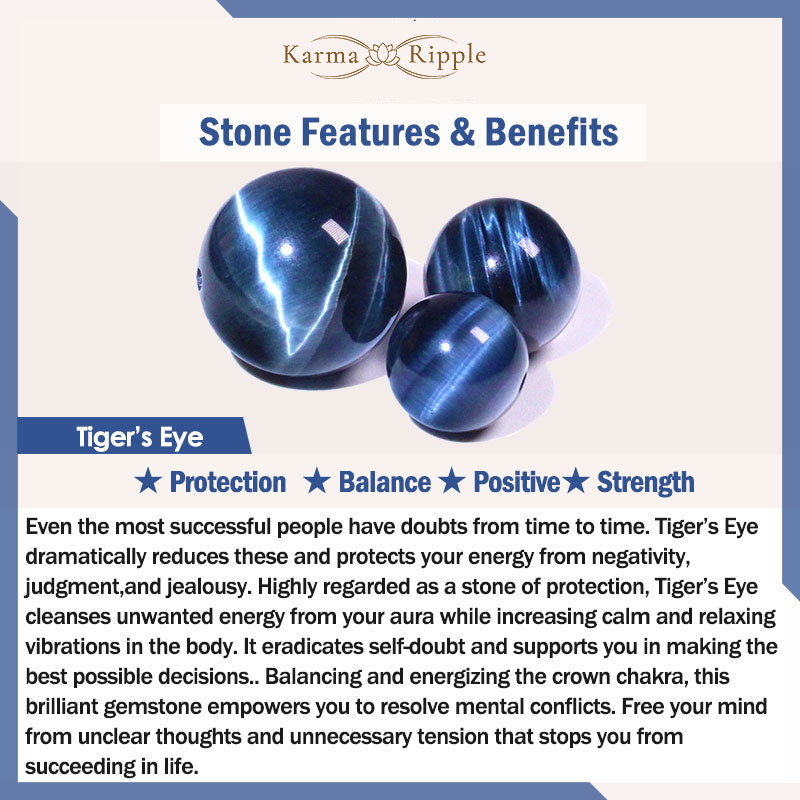 KarmaRipple's Silver Sheen Obsidian Blue Tiger Eye Om Mani Padme Hum Protection Bracelet p6