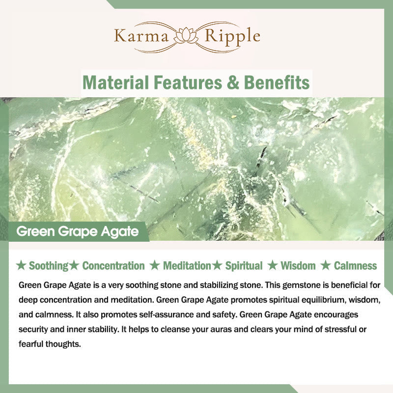 KarmaRipple's Five Elements Various Agate Gemstone Green Phantom Rutilated Quartz Green Grape Agate Malachite Fortune Bracelet p12