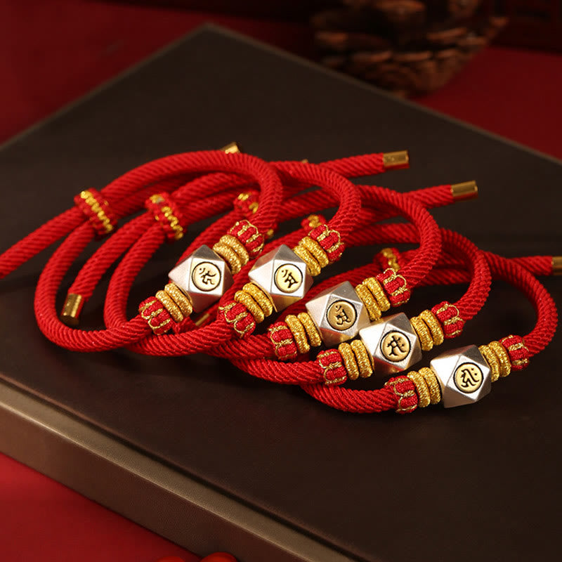 KarmaRipple's 999 Sterling Silver Chinese Zodiac Natal Buddha Red Rope Fortune Strength Handcrafted Kids Bracelet p9