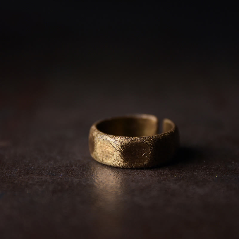 KarmaRipple's Tibetan Simple Design Bronze Brass Frosted Wealth Ring p1