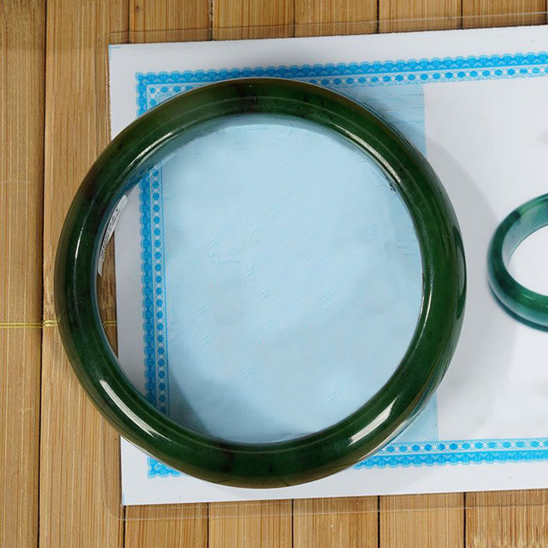KarmaRipple's Authentic Hetian Cyan Jade Happiness Success Bracelet Bangle p11