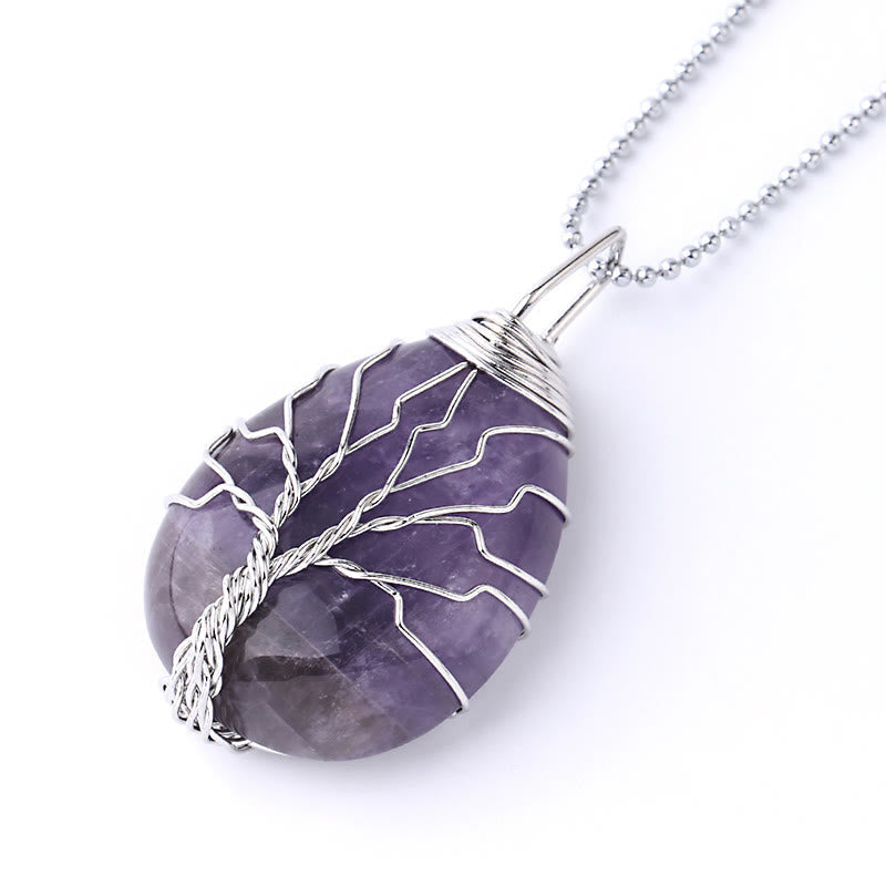 KarmaRipple's Authentic Quartz Gemstone Tree Of Life Balancing Energy Pendant Necklace p15