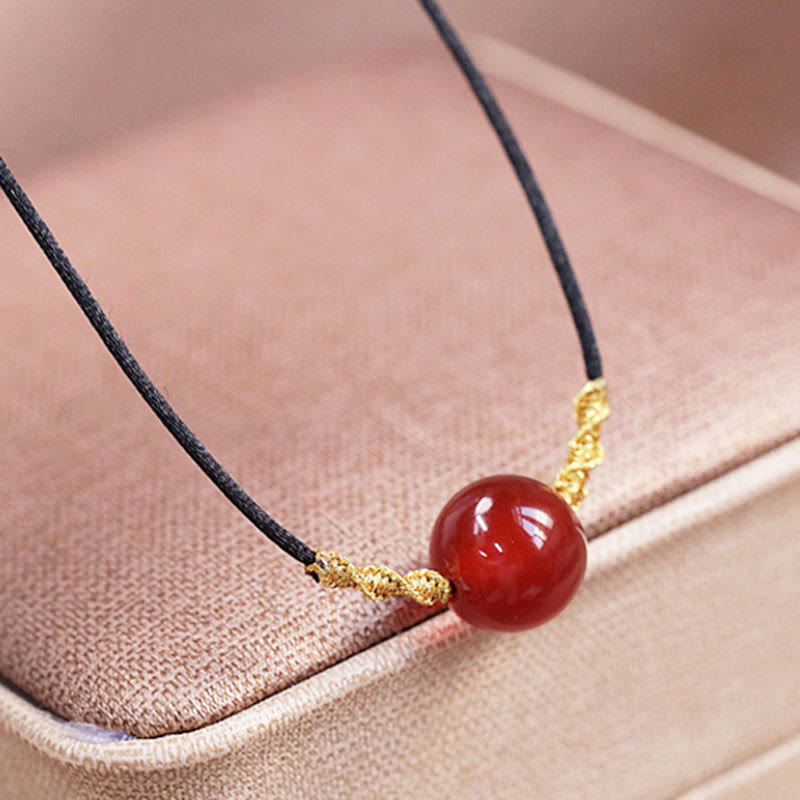 KarmaRipple's Authentic Red Agate Chalcedony Self-acceptance Confidence String Bead Bracelet Pendant Necklace p13