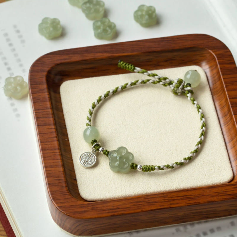KarmaRipple's Handmade Plum Blossom Flower Jade Fortune Prosperity Woven Bracelet p3