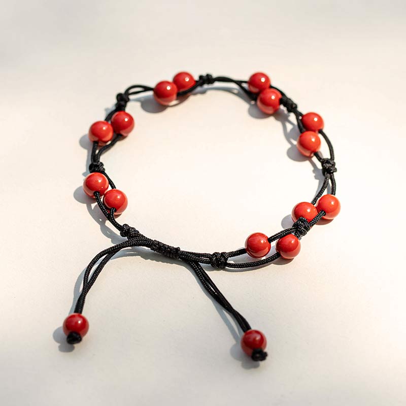 KarmaRipple's Red Agate Moss Agate Cinnabar Calm Bracelet p38