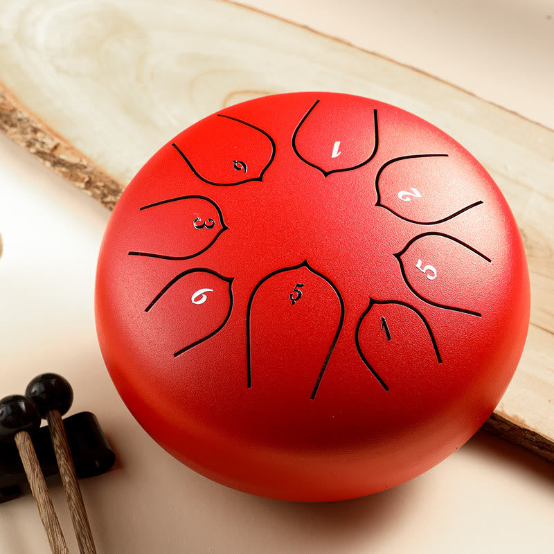 KarmaRipple's Steel Tongue Drum Sound Balancing Meditation Lotus Pattern Drum Kit 8 Note 6 Inch Percussion Instrument p25