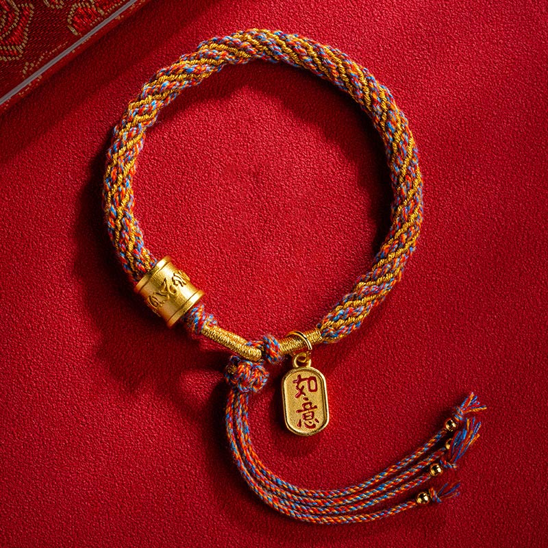 KarmaRipple's Handmade Multicolored Tibetan Om Mani Padme Hum Ruyi Auspicious Talisman Woven Bracelet p1