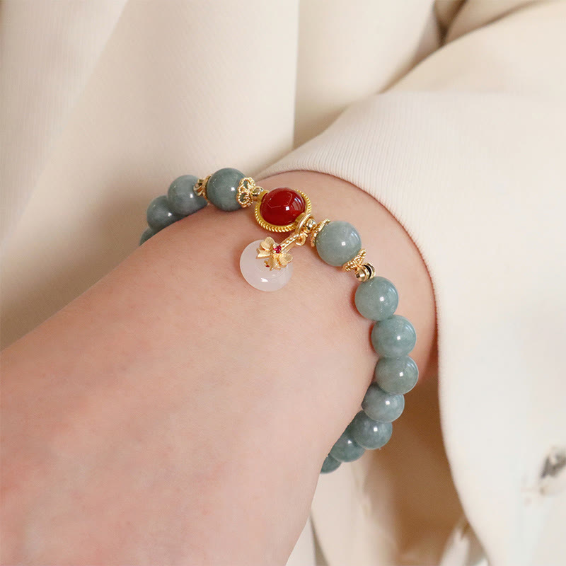 KarmaRipple's Authentic Jade Red Agate Pearl Bow Tie Fortune Bracelet p3