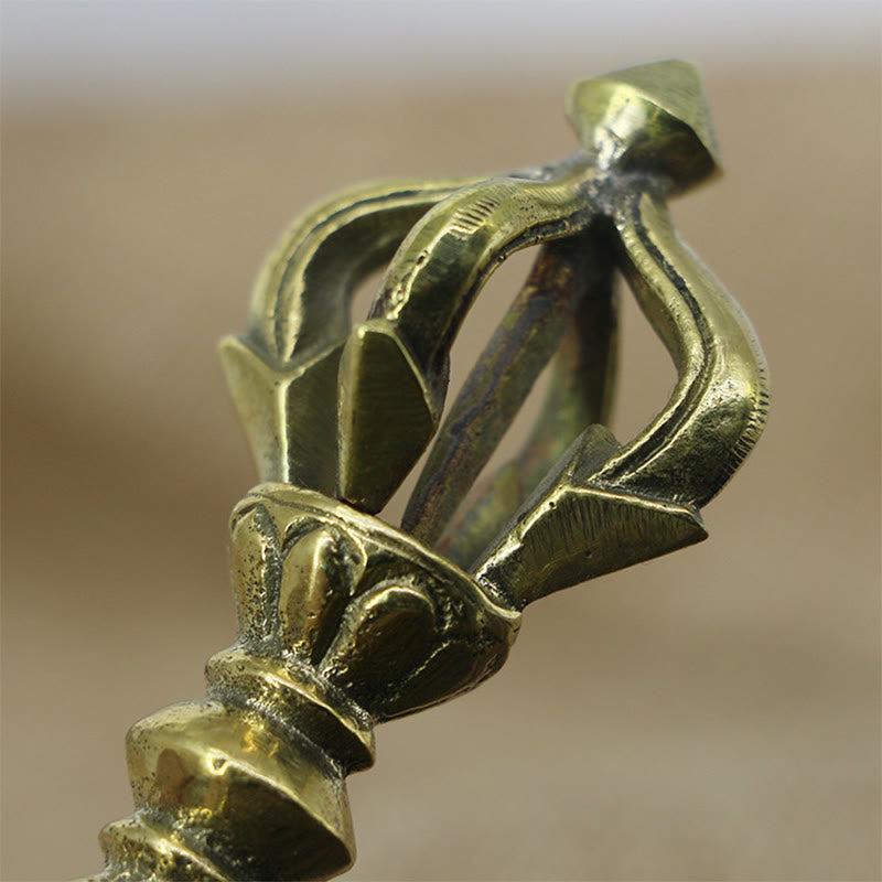 KarmaRipple's Handcrafted Nepal Small Five Prong Vajra Dorje Strength Bronze Decoration p3