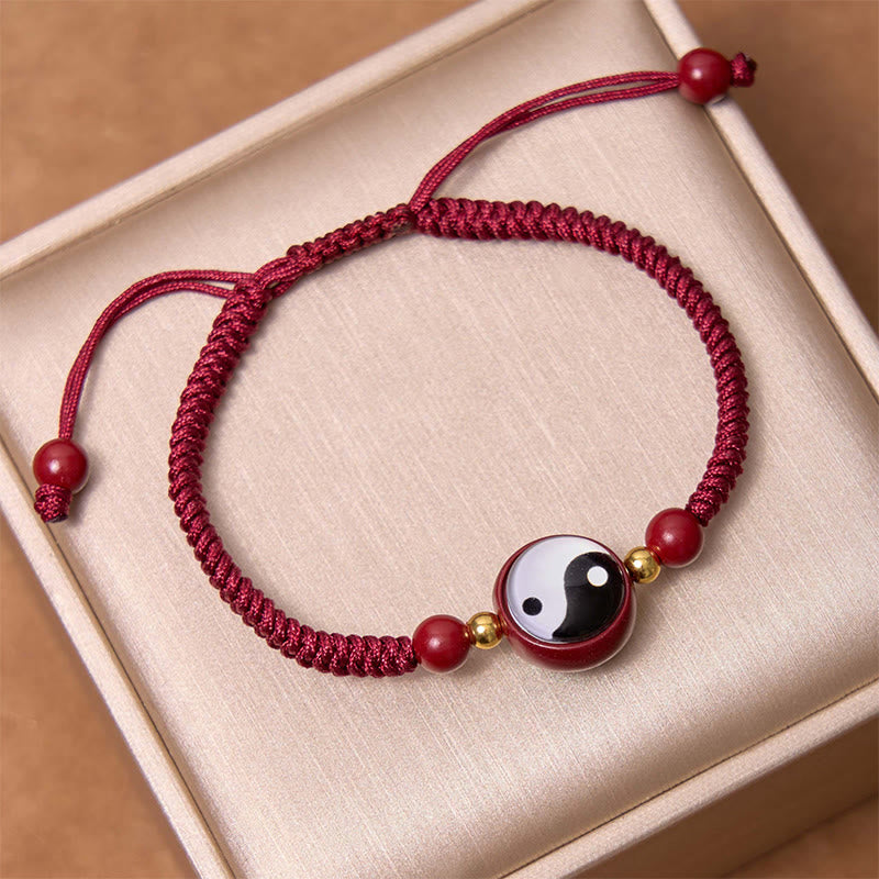 KarmaRipple's Fortunate Cinnabar Red String Yin Yang Symbol Bagua Blessing Bracelet p4