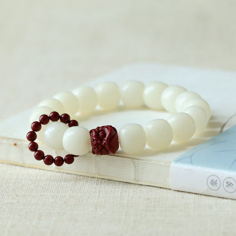 KarmaRipple's Authentic Bodhi Seed Cinnabar Dancing Lion Talisman Wisdom Balance Wrist Mala p2