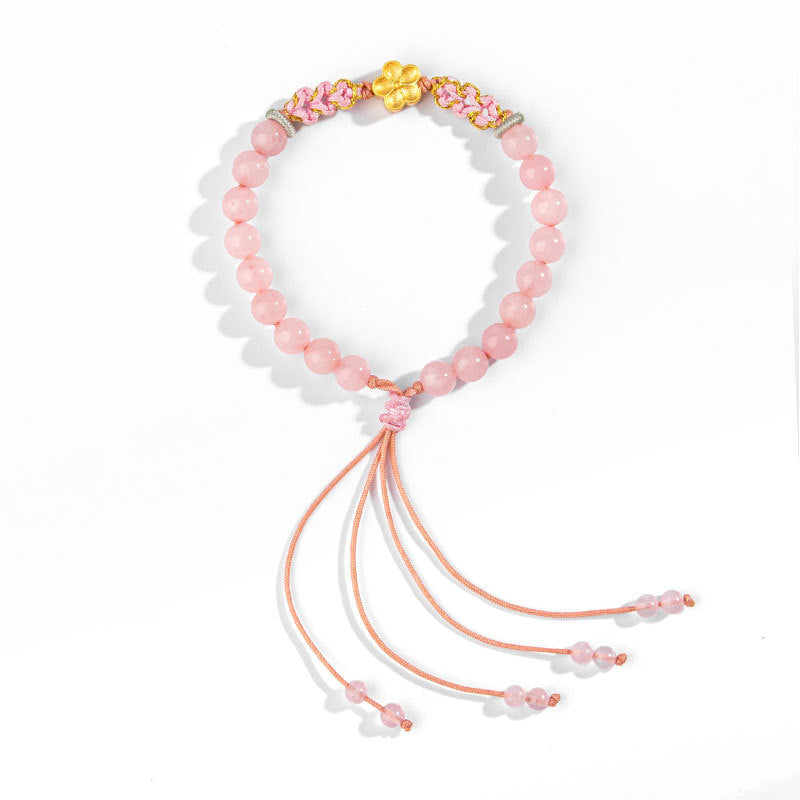 KarmaRipple's 999 Sterling Silver Authentic Red Agate Pink Gemstone Cherry blossom Bracelet p4