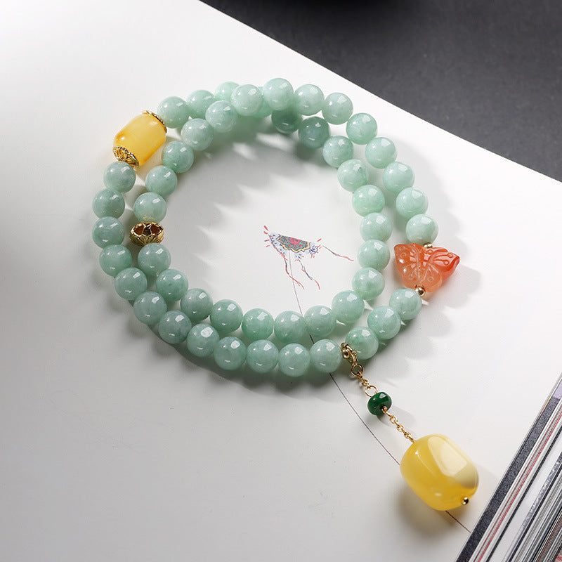KarmaRipple's 925 Sterling Silver Authentic Jade Amber Butterfly Fortune Abundance Bracelet p2