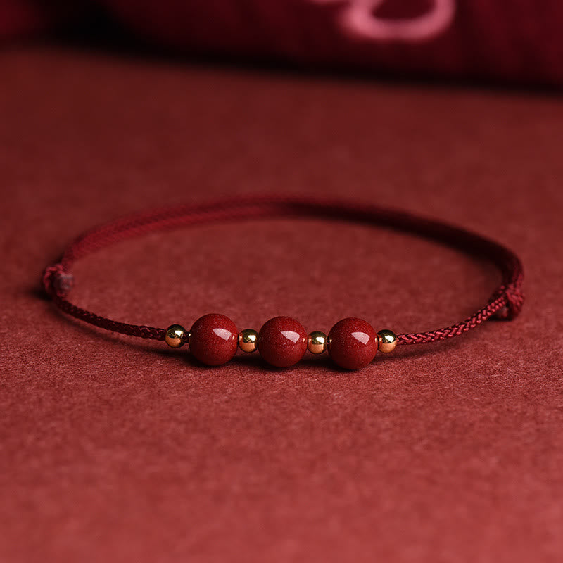 KarmaRipple's Authentic Fortunate Cinnabar Bead Blessing String Bracelet Anklet p41