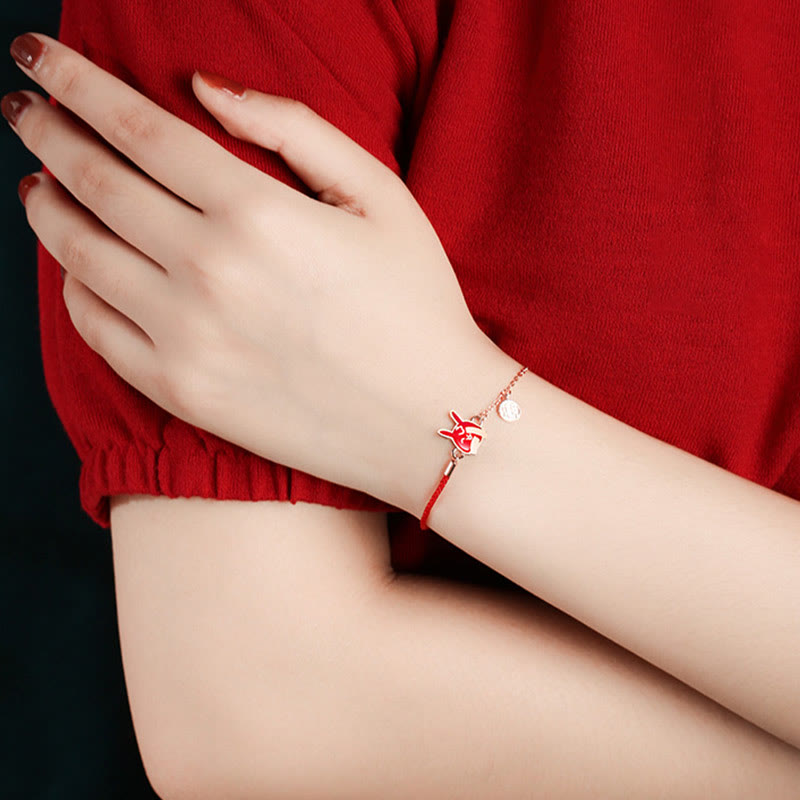 KarmaRipple's 925 Sterling Silver Color-changing Chinese Zodiac Fortune Protection Red String Chain Bracelet p24