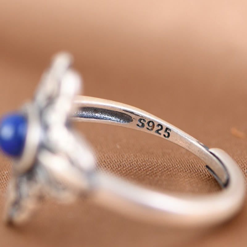 KarmaRipple's Tibet 925 Sterling Silver Authentic Lazurite Positive Adjustable Ring p7