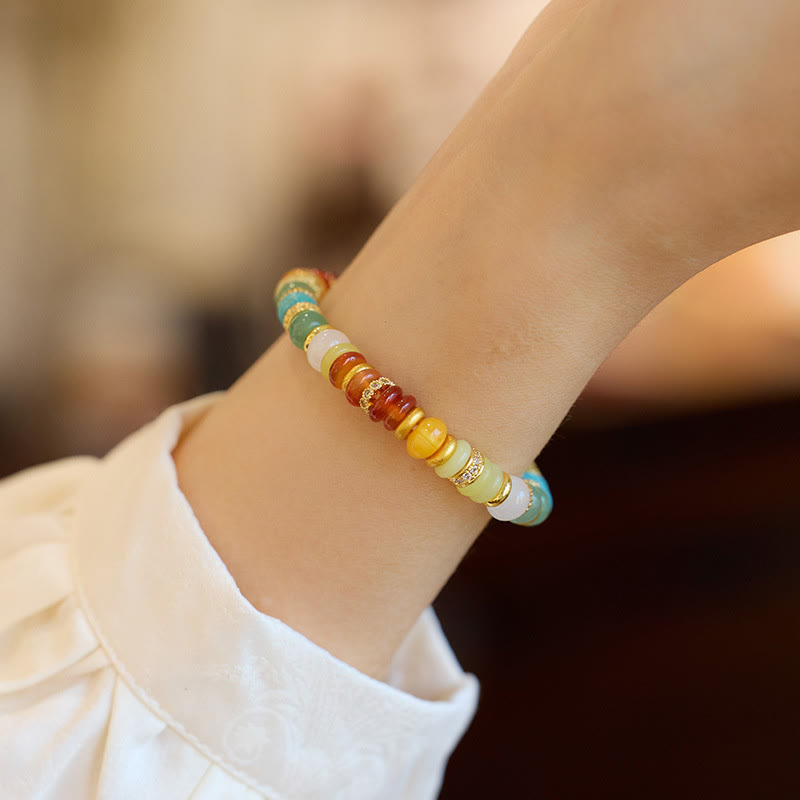 KarmaRipple's Authentic Red Agate Jade Rainbow Confidence Bracelet p4