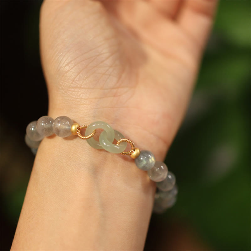 KarmaRipple's Authentic Moonstone Heitan Jade Peace Buckle Balancing Bracelet p1