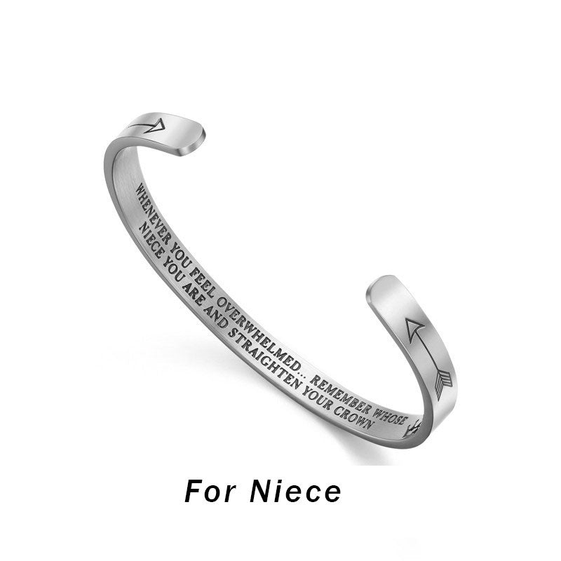 KarmaRipple's Inspirational Bracelets Personalized Gift for Her Him Engraved Mantra Cuff Bangle Crown Jewelry p4