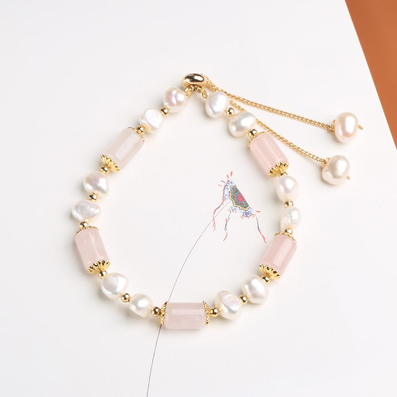KarmaRipple's Green Aventurine Pearl Pink Gemstone Bead Fortune Bracelet p9