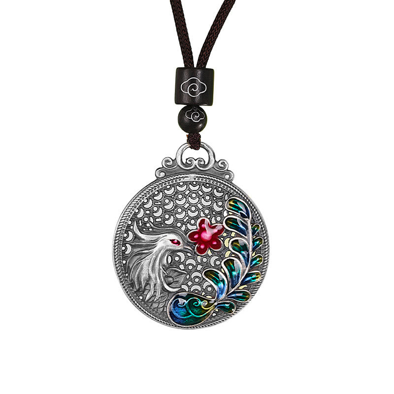 KarmaRipple's 990 Sterling Silver Phoenix Fortune Protection Pendant Necklace p9