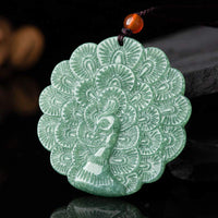 KarmaRipple's Authentic Jade Peacock Fortune Prosperity Pendant Necklace