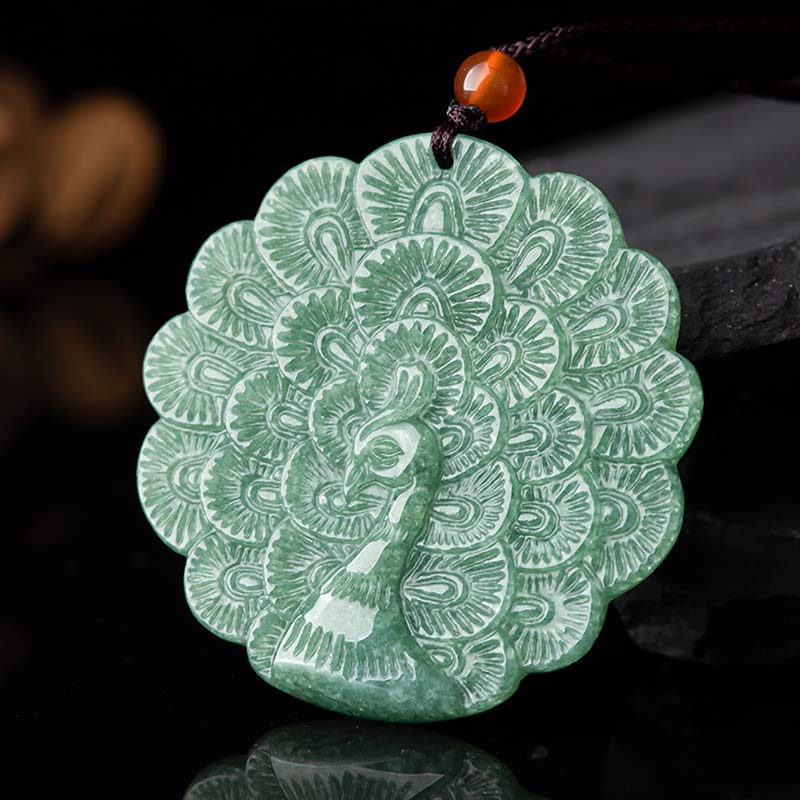KarmaRipple's Authentic Jade Peacock Fortune Prosperity Pendant Necklace p14
