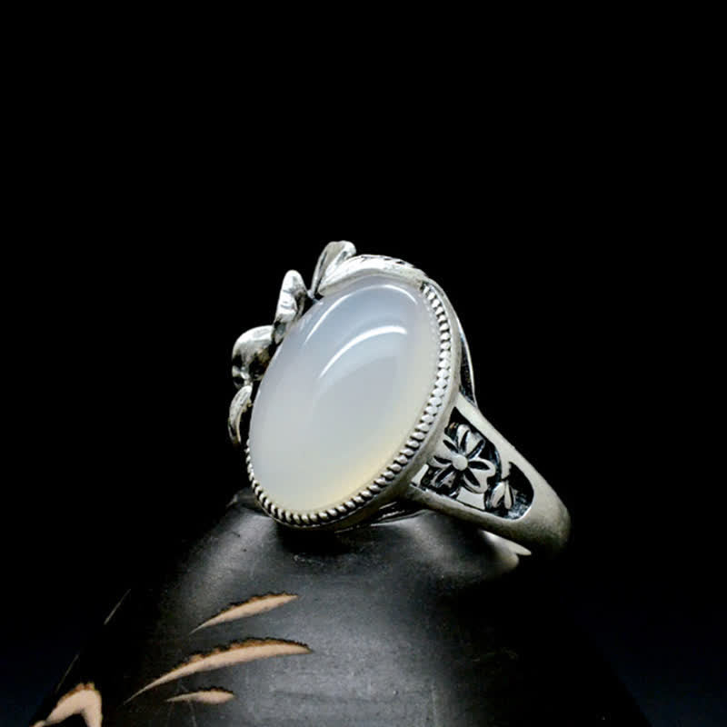 KarmaRipple's 990 Sterling Silver Authentic Chalcedony Plum Positive Balance Ring p13