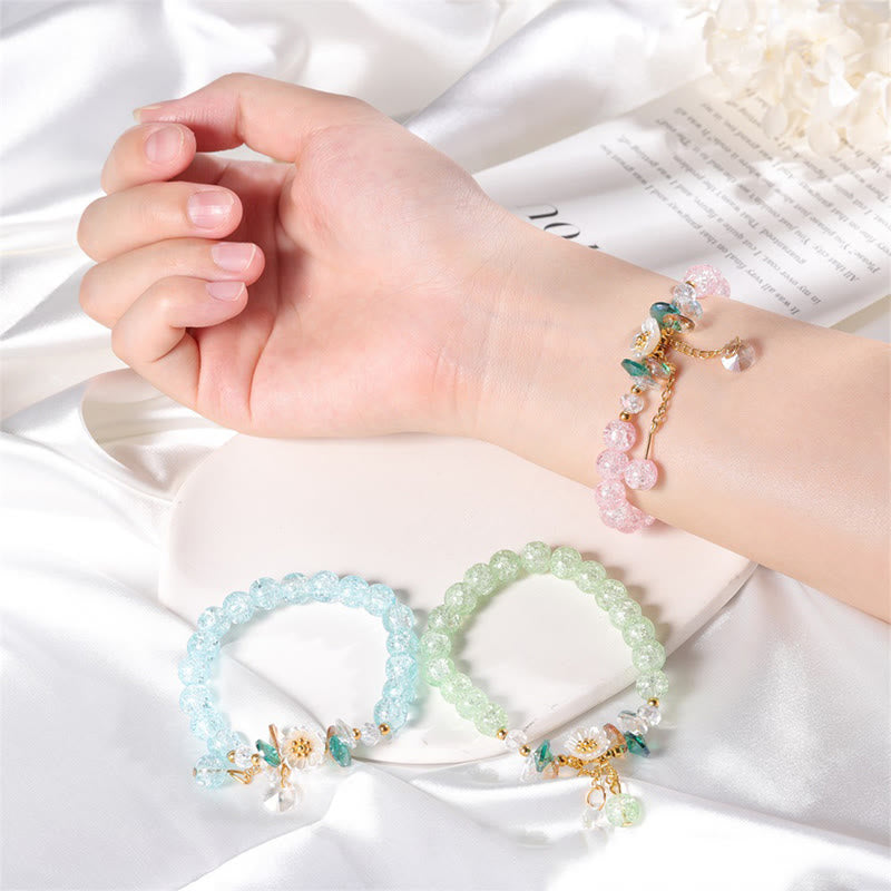 KarmaRipple's Simple Design Flower Talisman Glass Bead Bracelet p11