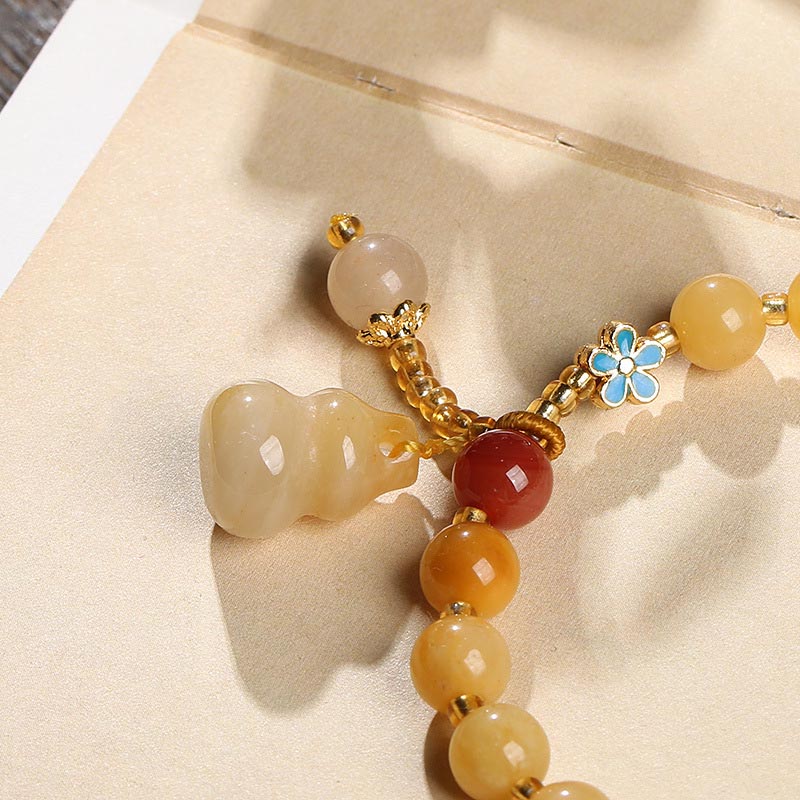 KarmaRipple's Authentic Golden Silk Jade Gourd Talisman Wealth Fortune Bracelet p4