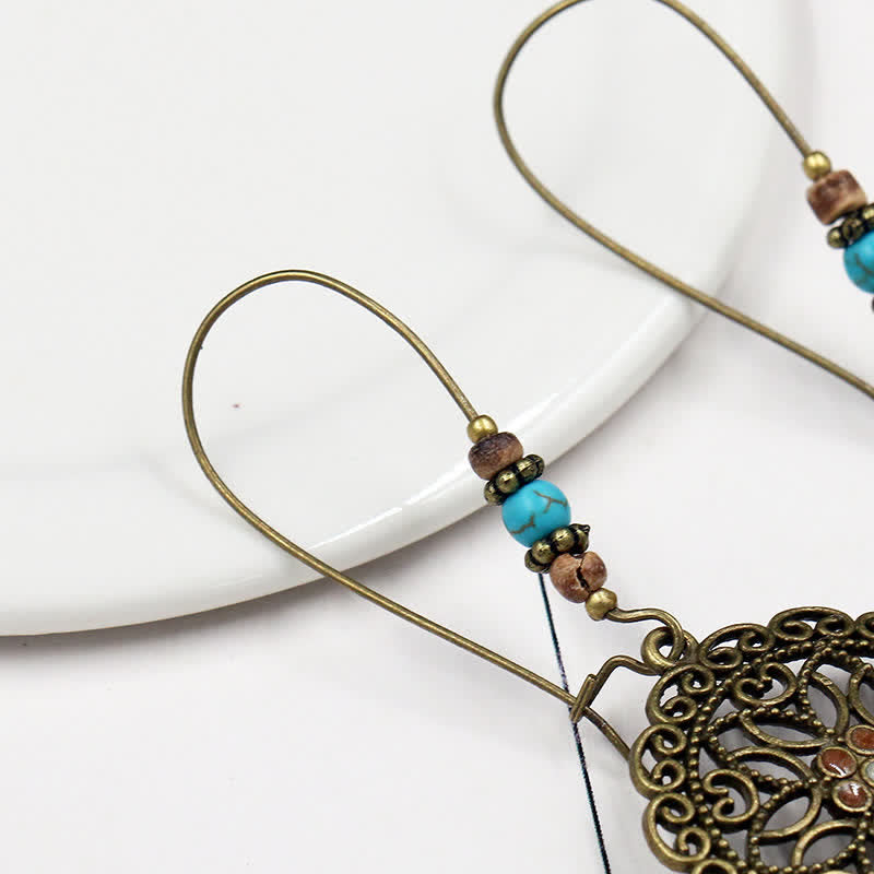 KarmaRipple's Round Flower Design Fortune Dangle Drop Earrings p6