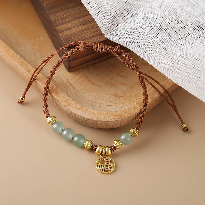 KarmaRipple's Jade Beadwork Fu Character Blessing Rope Bracelet p5