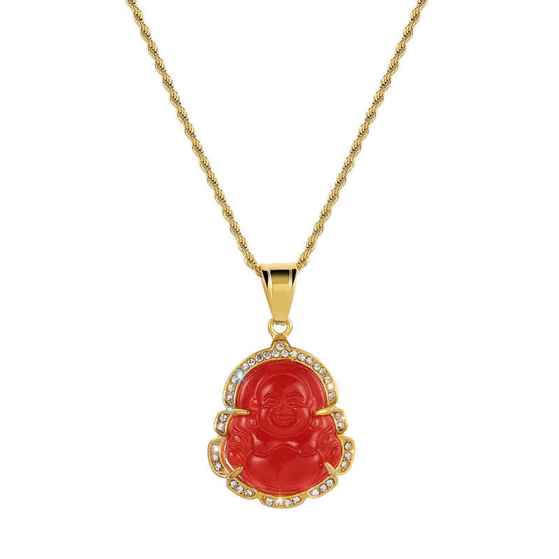 KarmaRipple's 18K Gold Filled Laughing Buddha Jade Fortune Pendant Chain Necklace p5