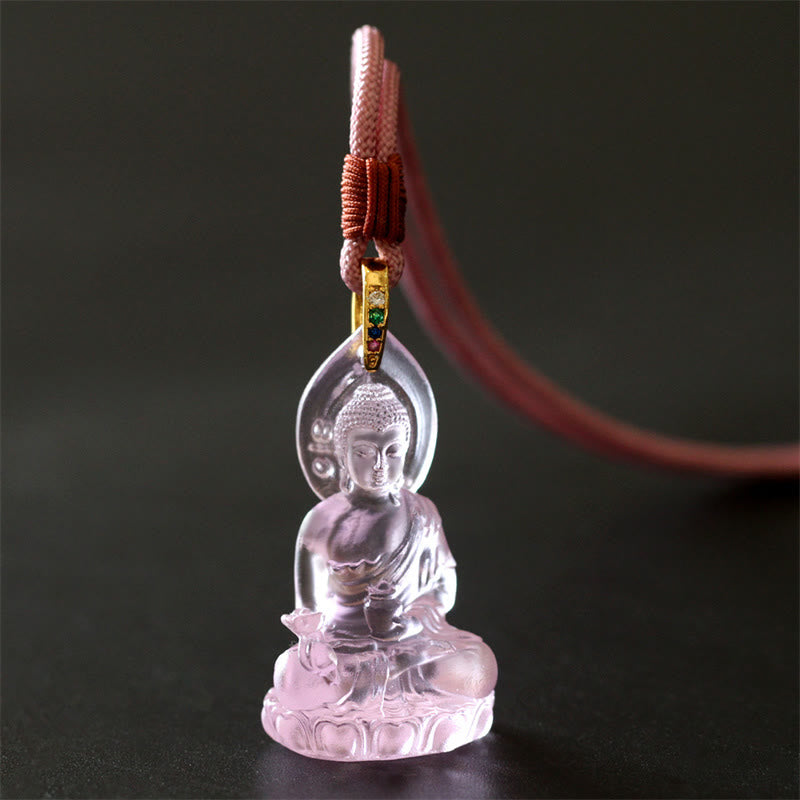 KarmaRipple's Blue Tathagata Buddha Medicine Buddha Liuli Gemstone Serenity Amulet Pendant Necklace p3