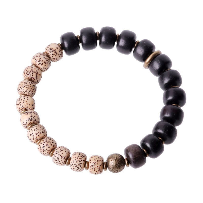 KarmaRipple's Tibetan Bodhi Seed Black Obsidian Ebony Wood Bronze Peace Bracelet p11