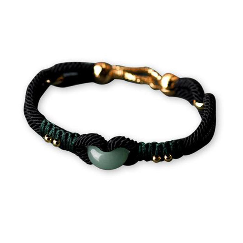 KarmaRipple's Tibetan Jade Fortunate Black Rope Pair Bracelet p3