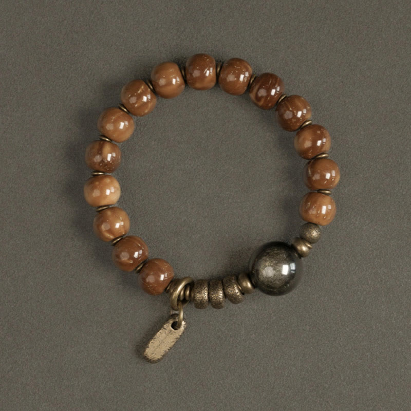 KarmaRipple's Kuka Seed Tiger Eye Gold Sheen Obsidian Bronze Wealth Fortune Bracelet p8