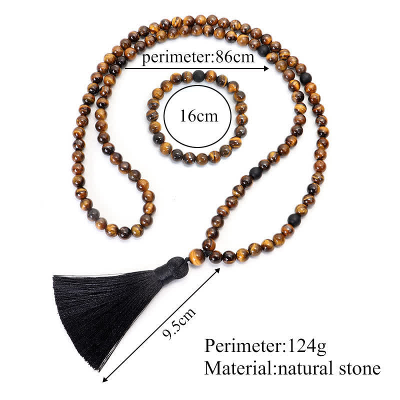 KarmaRipple's 108 Beadwork Mala Tiger Eye Protection Tassel Bracelet p11