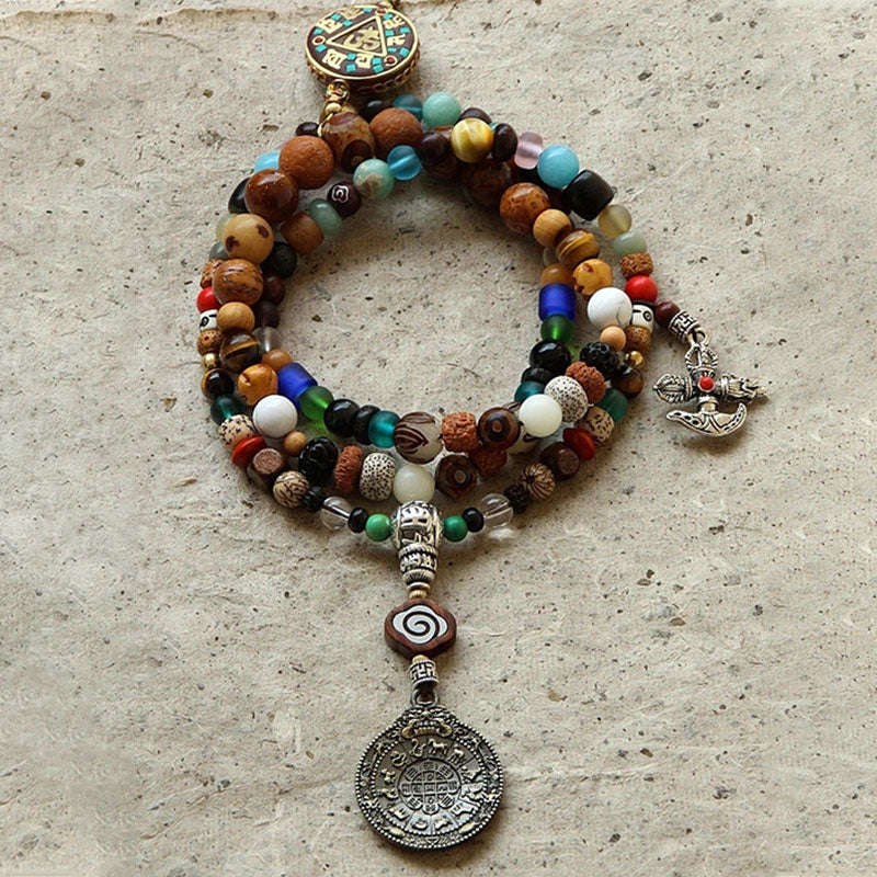 KarmaRipple's Tibet 108 Mala Beadwork Nine Palaces Bagua Bodhi Seed Yak Bone Vajra Balance Bracelet p21