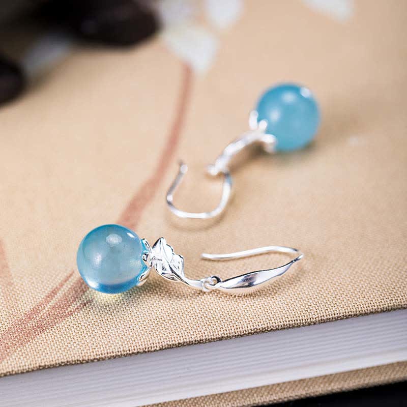 KarmaRipple's 925 Sterling Silver Authentic Aquamarine Leaf Flower Peace Earrings Pendant p8
