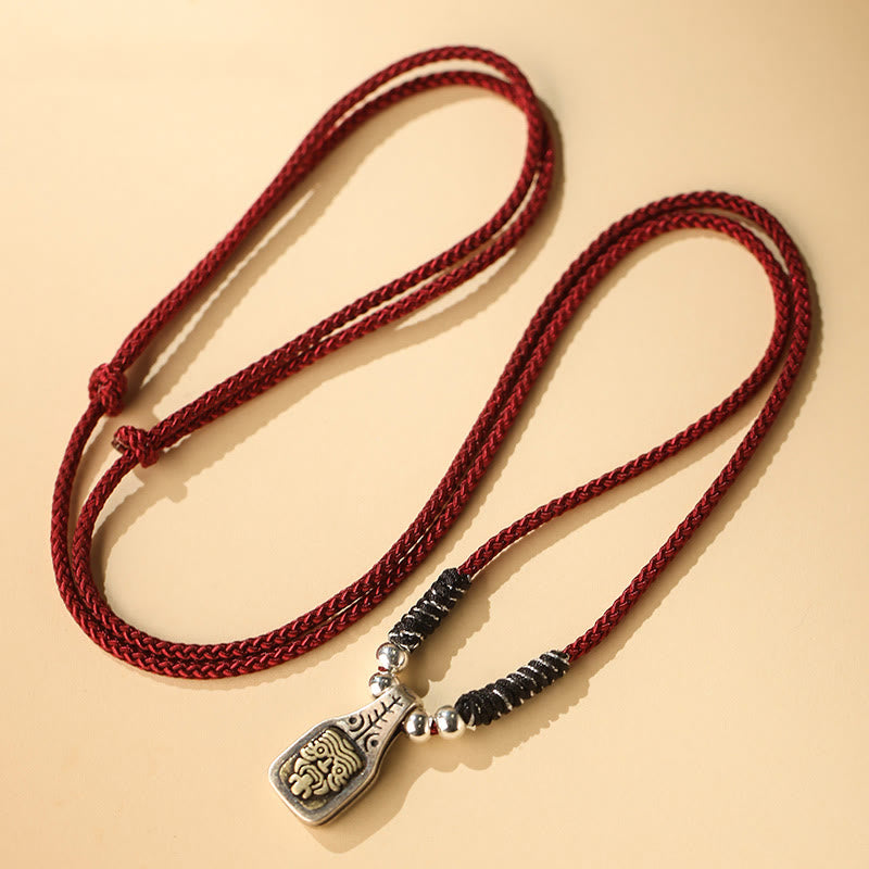 KarmaRipple's Tibetan 925 Sterling Silver Zakiram Goddess of Wealth Protection Rope Pendant Necklace p1