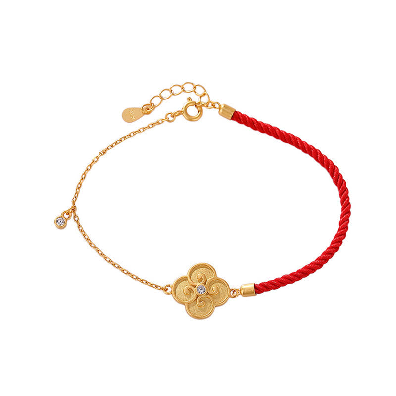 KarmaRipple's 925 Sterling Silver Plated Gold Four Leaf Clover Zircon Fortune Bracelet p7