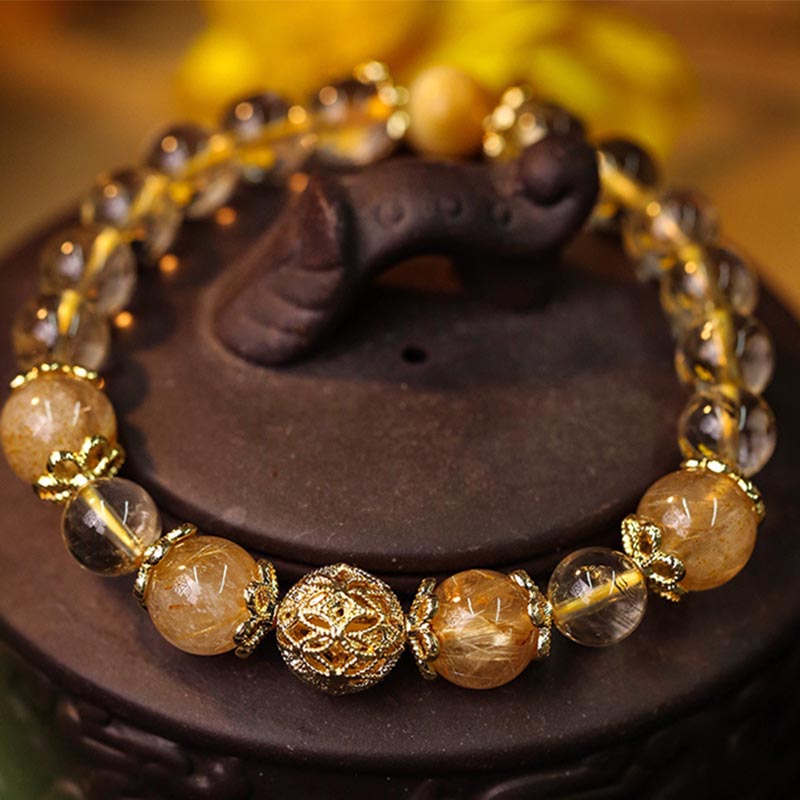 KarmaRipple's Authentic Citrine Amethyst Rutilated Quartz Prosperity Protection Bracelet p3