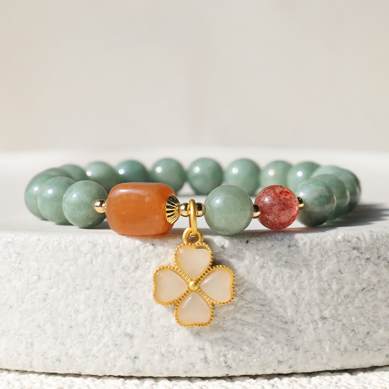 KarmaRipple's Jade Four Leaf Clover Talisman Prosperity Bracelet p2