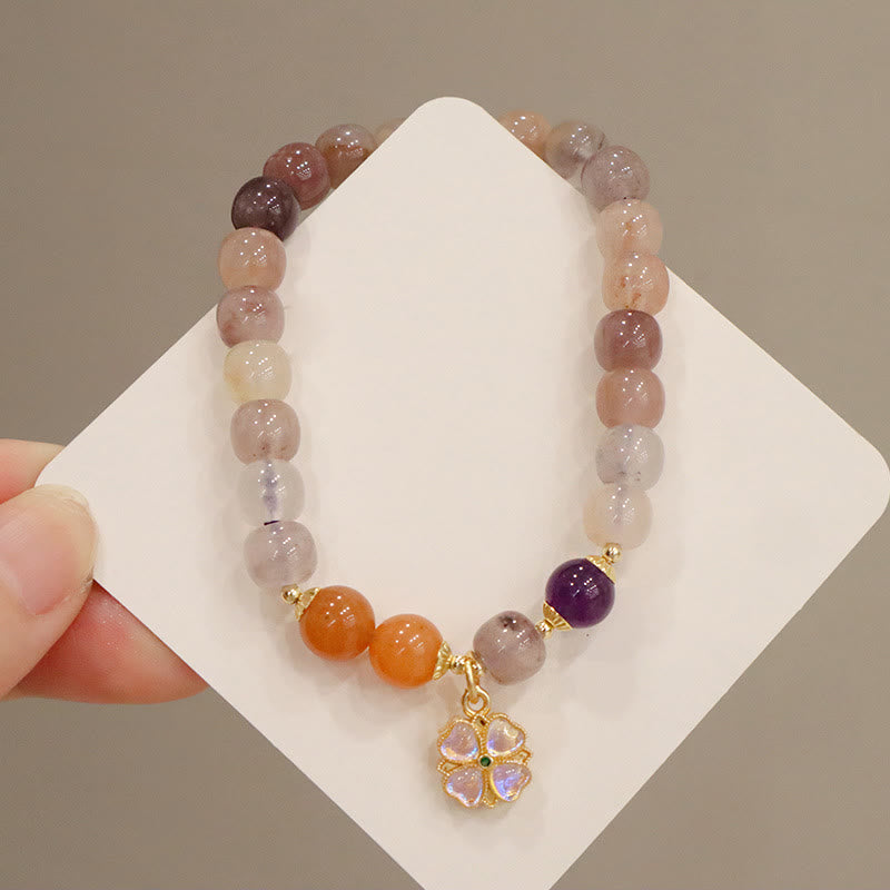 KarmaRipple's Authentic Purple Golden Silk Jade Violet Flower Bead Talisman Wealth Bracelet p5