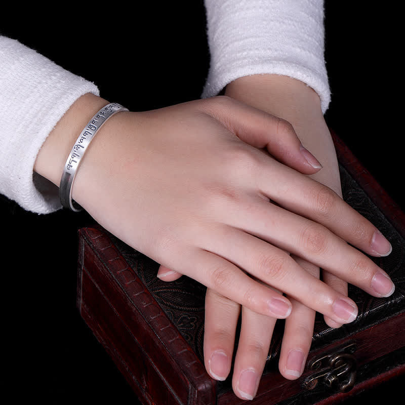 KarmaRipple's 999 Sterling Silver Six True Words Heart Sutra Protection Bracelet Bangle p3