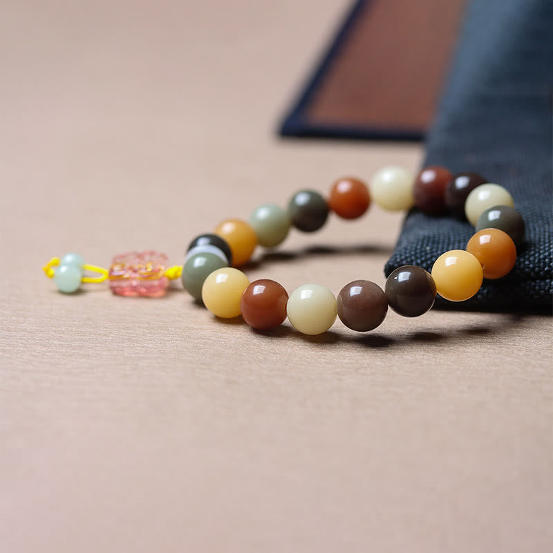 KarmaRipple's Authentic Multicolored Gradient Bodhi Seed Liuli Glass Talisman Peace Bracelet p8