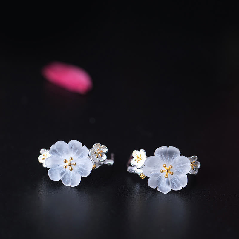 KarmaRipple's 925 Sterling Silver Plum Blossom Floral Blessing Earrings p13
