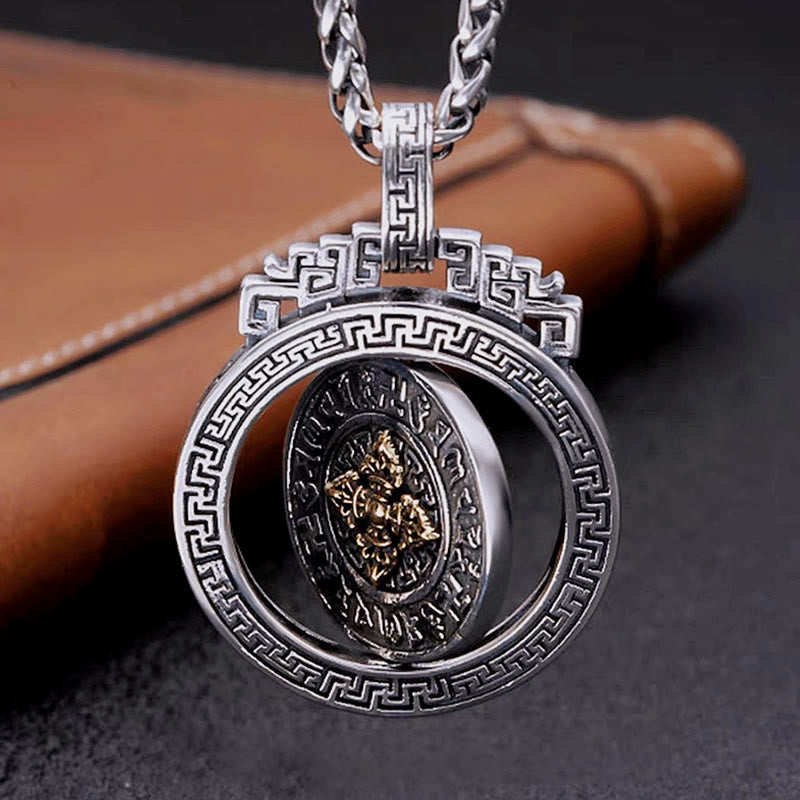 KarmaRipple's Tibetan Om Mani Padme Hum Double Dorje Vajra Rotatable Purity Peace Pendant Necklace p8