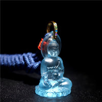 KarmaRipple's Blue Tathagata Buddha Medicine Buddha Liuli Gemstone Serenity Amulet Pendant Necklace